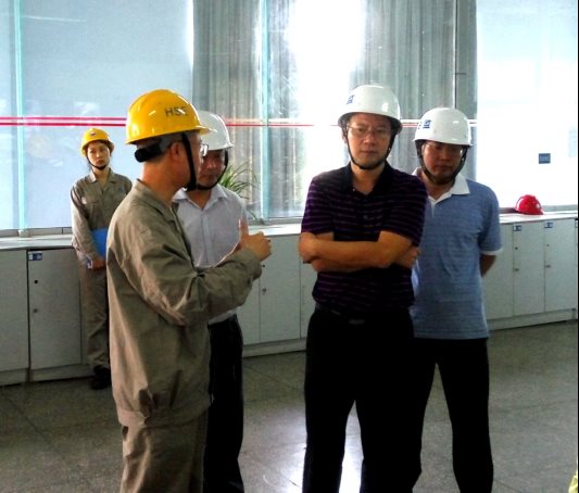涪陵區(qū)迎接十九大安全穩(wěn)定工作專項(xiàng)督查組第一組副組長(zhǎng)、區(qū)委督查室主任周銀奎(右二)帶隊(duì)對(duì)我司為迎接十九大安全穩(wěn)定工作開展情況.jpg